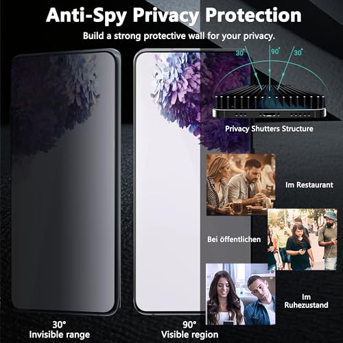 2 Pack Privacy Screen Protector for Samsung Galaxy S20 Ultra, Anti-Spy Tempered Glass, 9H Anti-Scratch, Case Friendly - size: for Galaxy S20 Ultra Privacy