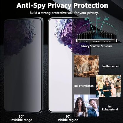 2 Pack Privacy Screen Protector for Samsung Galaxy S20 Ultra, Anti-Spy Tempered Glass, 9H Anti-Scratch, Case Friendly - size: for Galaxy S20 Ultra Privacy