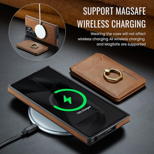 for Samsung Galaxy S26 Ultra 2 in 1 Detachable Card Bag Wallet Case Durable Leather Wallets Magnetic Card Holder 4 Card Slots Ring Stand RFID Blocking Brown - color: Brown, size: Samsung Galaxy S26 Ultra