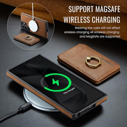 for Samsung Galaxy S26 Ultra 2 in 1 Detachable Card Bag Wallet Case Durable Leather Wallets Magnetic Card Holder 4 Card Slots Ring Stand RFID Blocking Brown - color: Brown, size: Samsung Galaxy S26 Ultra