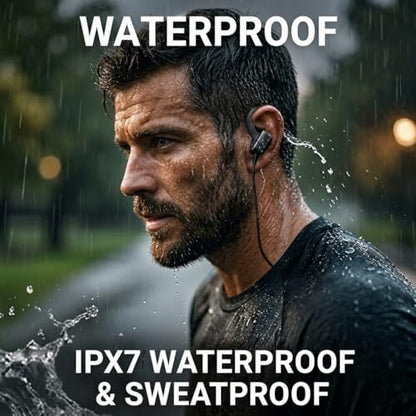Bluetooth Headphones Wireless Earbuds 360hrs Playtime Wireless Charging Case Digital Display Sports Ear Buds with Earhook Deep Bass IPX7 Waterproof Tablet Over-Ear Earphones for TV Phone Laptop Black