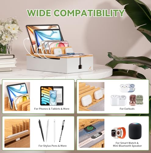 Pezin & Hulin Charging Station, Natural+White (No USB Charger and Cables) - color: Natural+White, size: Dock (No Charger&Cables)