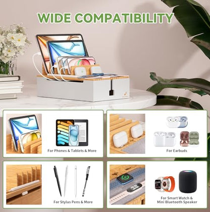 Pezin & Hulin Charging Station, Natural+White (No USB Charger and Cables) - color: Natural+White, size: Dock (No Charger&Cables)