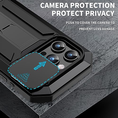 Lunivop for iPhone 15 Pro Max Case Heavy Duty Protection Rugged Screw Full Body Military Grade Metal Rubber with Stand Hard Built in Screen Protector Phone for iPhone 15 ProMax Case Black - color: Black