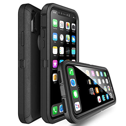 MXX Compatible with iPhone Xr Case, 3-Layer Super Protective Full Heavy Duty Body Tough Rugged Bumper Cover, Shock & Dust Proof, Designed for Apple Xr Phone Case 6.1" Black - color: Black