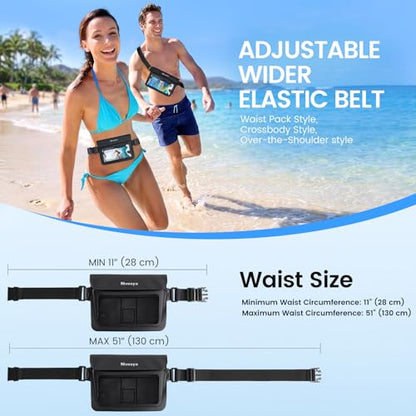 Niveaya 2 Pack Waterproof Fanny Pack for Women Men, IPX8 Waterproof Pouch Dry Belt Bag for Beach, Kayaking, Swimming, Double Space Touchscreen & Photography,Boat Travel Essentials - color: Black+Black