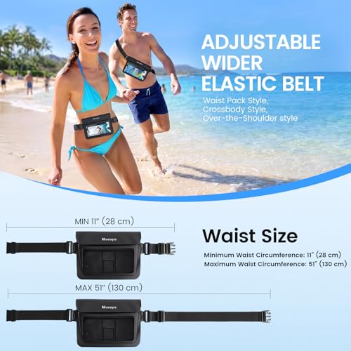 Niveaya Double Space Waterproof Fanny Pack, IPX8 Waterproof Dry Bag Waist Pouch for Beach, Kayaking, Swimming, Boat Travel Essentials, Waterproof Phone Bag & Passport Holder for Women Men(2 Pack) - color: Black+Green