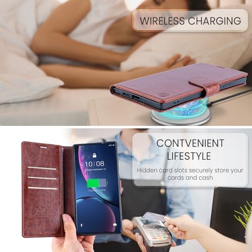 FLIPALM Wallet Case for iPhone 16e, Brown | Card Holder, RFID Blocking, PU Leather Folio Flip, Kickstand, Protective Shockproof Cover - color: Brown