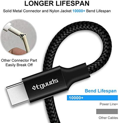 etguuds Long USB A to USB C Cable 15ft, 2-Pack USB to USB C Charging Cable - color: Black