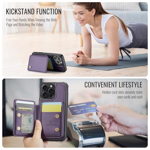 Wallet Case for iPhone 16 Pro Max Compatible with MagSafe for Men Women, Detachable Magnetic Wallet Phone Case with Card Slot Holder RFID Blocking for iPhone 16 Pro Max 6.9 inch (Purple) - color: Purple