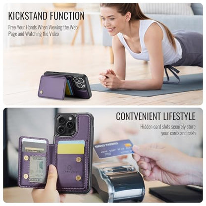 Wallet Case for iPhone 16 Pro Max Compatible with MagSafe for Men Women, Detachable Magnetic Wallet Phone Case with Card Slot Holder RFID Blocking for iPhone 16 Pro Max 6.9 inch (Purple) - color: Purple