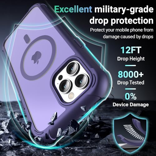 Magnetic for iPhone 12 Pro Max Case Heavy Duty Protection Dark Purple | Compatible with MagSafe,Military Grade Drop Protection,Translucent Matte,Non-Slip,Shockproof 2-Layer Durable Bumper Case - color: Dark Purple, size: iPhone 12 Pro Max