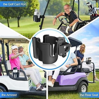 Universal Stroller Cup Holder with Phone Mount – 2-in-1 Adjustable Drink Caddy for Bikes, Walkers & Scooters – Secure Stroller Attachment for Coffee, Water Bottle & Smartphone