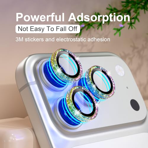 iPhone 17/16/15/14 Pro Max/Pro Camera Lens Protector Glitter - color: Glitter Colorful