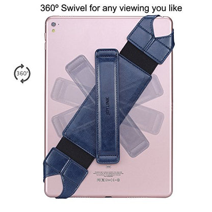 Joylink Hand Strap Holder Updated Version with Secure and 360°Swivel Leather Handle Grip Elastic Belt for All 10.1" Tablets (iPad Air Pro Samsung Nexus), Navy Blue