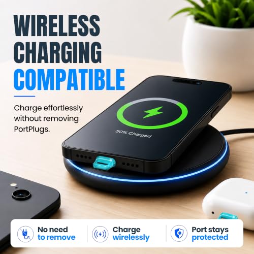 USB C Dust Plugs 10 Pack with Easy Grip Tabs and Cleaning Brush, Blue