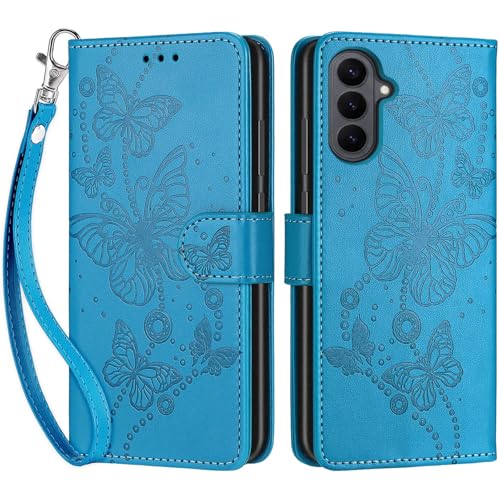 for Samsung Galaxy S26 5G Wallet case, Blue-Butterfly | 3 Card Holders, Kickstand, Shockproof TPU Shell, PU Leather, Magnetic Closure, Protective Flip Folio Cover, Women - color: 8