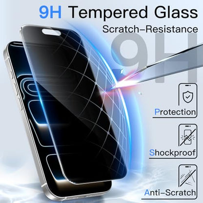 JETech 360° Privacy Screen Protector for iPhone 17 Pro, 2-Pack - size: iPhone 17 Pro