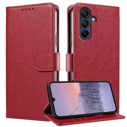for Galaxy A17/A16 5G Phone Case Wallet RFID Blocking (Red) | Premium PU leather, card holder/cash slots, protective flip cover for Samsung Galaxy A17/A16, magnetic closure, kickstand - color: Red