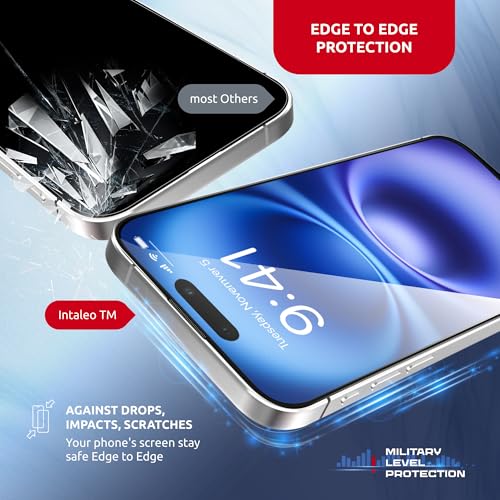 Screen Protector for iPhone 16 Plus – MagicBox Tempered Glass Screen Protectors with 2 Applicators and iPhone 16 Plus Accessories - Edge-to-Edge Protection, 9H Hardness, Oleophobic Coating - size: for iPhone 16 Plus