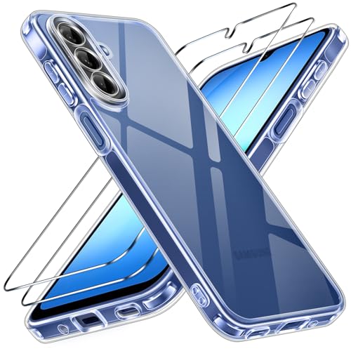 ivoler 3-in-1 Case for Samsung Galaxy A17 5G 6.7 inch, Clear | with 2 Pack Screen Protector Tempered Glass, Military Shockproof Protective Hard Back Slim Bumper Phone Cover - color: Clear, size: For Samsung Galaxy A17 5g 6.7 Inch
