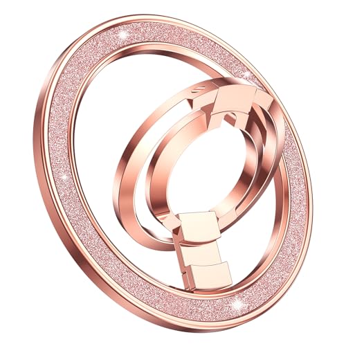 (Flexible Rotation) GUAGUA Magnetic Phone Ring for MagSafe Grip [Super Magnet] Stylish Ring Holder Stand, Mag Safe Accessories for iPhone 17 16 15 14 Pro Max Plus Air, Rose Gold - color: Rose Gold