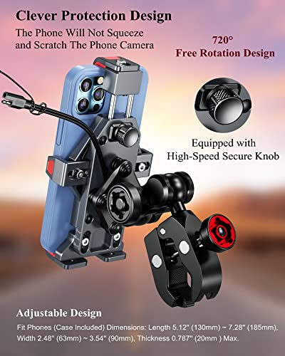 BRCOVAN Motorcycle Phone Mount Holder with 15W Qi Wireless Charger