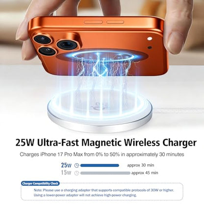 Magnetic Wireless Charger 2Pack 25W Qi2 for Magsafe Charger for iPhone 17/16/15/14/13/12Pro Max, Air pods 4-2Pro, Samsung Galaxy, Google Pixel, and More, Lightweight for Travel Home Office Desk(White)
