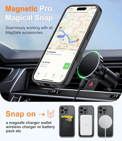 Magnetic for iPhone 16 Pro Case with Screen Protector+Removable Wallet | Compatible with MagSafe,Slim Translucent Matte Phone Cover with Magnet Credit Card Holder,Black - color: z Black