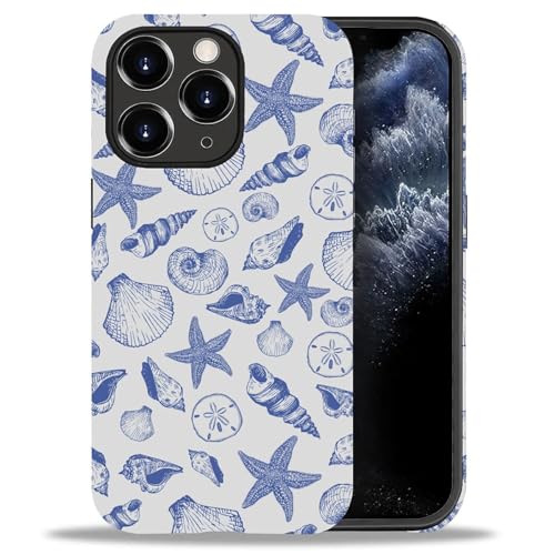 DAIZAG Compatible with iPhone 11 Pro Max Case,Blue Seashell Star Full Pattern Plastic Soft TPU,Double Protection Corner Case for iPhone 11 Pro Max - color: Blue Seashell Star, size: iPhone 11 Pro Max