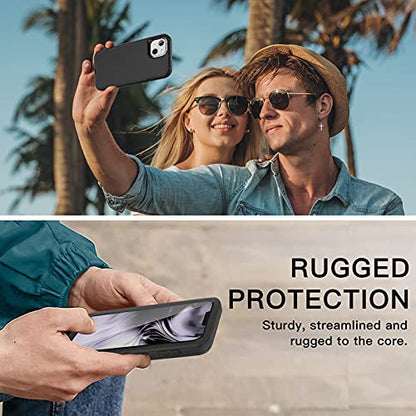 AICase for iPhone 13/iPhone 14 with Belt-Clip Holster, Screen Protector, Heavy Duty Protective Phone Case, Military Grade Full Body Protection Shockproof/Dustproof/Drop Proof Rugged Tough Cover(Black) - color: Black with Belt Clip