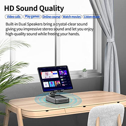 Jteman Wireless Bluetooth Speaker Tablet Stand, Adjustable with Bluetooth Speakers,Gifts for Women Men,Kitchen Gadget for Men,Compatible with Phones and Tablet (4.0-12.9'') - Graphite - color: Graphite