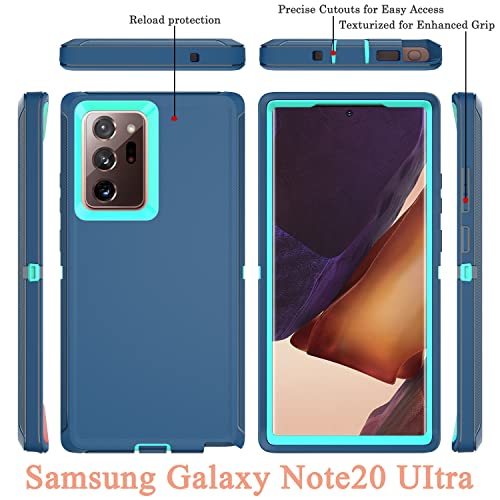 YmhxcY Note 20 Ultra Case with Self Healing Flexible TPU Film[2 Pack] and Camera Lens Screen Protective Film[2 Pack], Heavy Protection Cover for Samsung Galaxy Note 20 Ultra-Blue and Turquoise - color: SF-Blue/Turquoise
