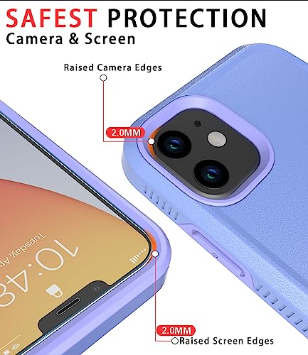 Diverbox for iPhone 11 Case [Shockproof] [Dropproof] [Tempered Glass Screen Protector],Heavy Duty Protection Phone Case Cover for Apple iPhone 11 (Purple-2in1) - color: Purple-2in1