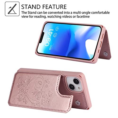Cavor for iPhone 14 Wallet Case with Card Holder for Women, Rose Gold - color: D-Rose gold