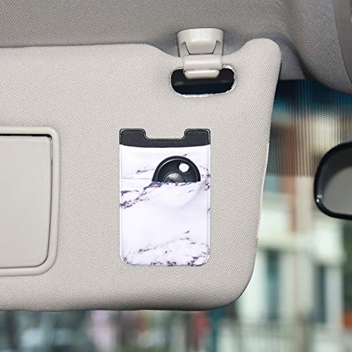Weewooday 6 Pieces Phone Card Pocket Holder Stretchy Spandex Wallet Pocket Marble Pattern Double Pouch Credit Card ID Case Pouch Sleeve Adhesive Sticker Phone Wallet for Most Smartphones