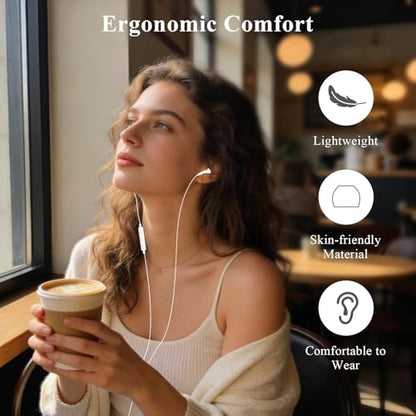 ACANDYA MFi-Certified Lighting Earbuds for iPhone 14 13 12 11 Pro Max White - color: White