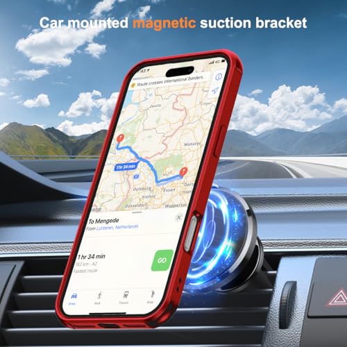 SKYLMW Compatible with iPhone 17 Pro Case with Stand,Red | iPhone 17 Pro Phone Case 6.3",Magnetic Ring Stand,Compatible with MagSafe,Military-Grade Protection,Great Grip Feeling - color: Red, size: Iphone 17 Pro