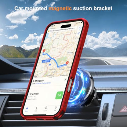 SKYLMW Compatible with iPhone 17 Pro Case with Stand,Red | iPhone 17 Pro Phone Case 6.3",Magnetic Ring Stand,Compatible with MagSafe,Military-Grade Protection,Great Grip Feeling - color: Red, size: Iphone 17 Pro