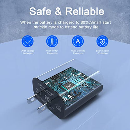 iPhone 14 13 Charger Fast Charging 10 FT, 20W USB C Charger Block & Cable - color: Deep Black