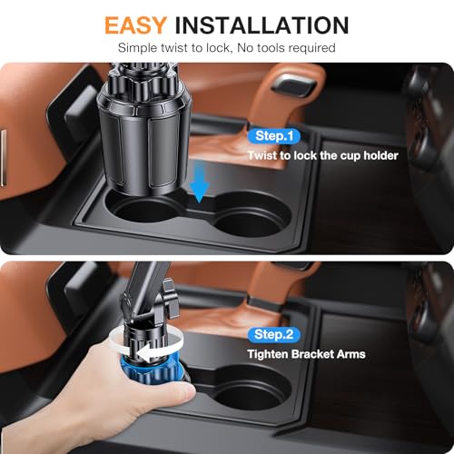 Coolpow Cup Holder Tablet Holder for Car【15" Height Adjustable】 Car Cup Holder ipad Car Mount for Truck Stand Car Tablet Holder Multi Angle Car Mount for All 4.7"-13" Apple iPad Samsung Galaxy Tab