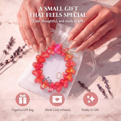 Heart Beaded Phone Wristlet | Phone Wrist Strap With Tether Tab | Cute Accessory for Phone, AirPods, Bag, Keys, Camera - color: Cherry Red