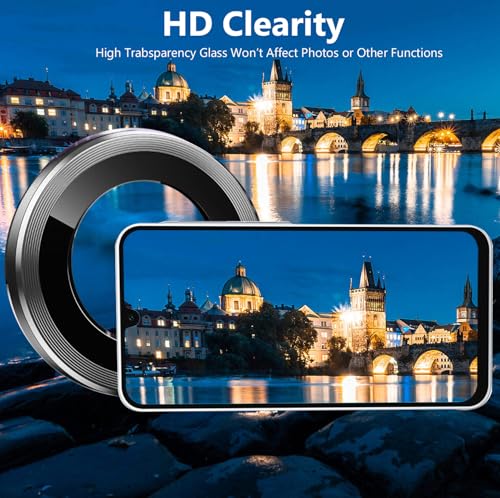 for Galalxy S25 FE Camera Lens Protector, Anti-Scratch HD Clarity 9H Tempered Glass with Aluminum Edging, Individual Lens Screen Protective Ring for Galalxy S25 FE 2025, 2 Set,Black - color: Black
