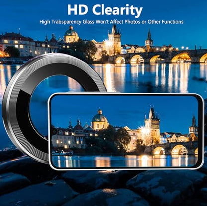for Galalxy S25 FE Camera Lens Protector, Anti-Scratch HD Clarity 9H Tempered Glass with Aluminum Edging, Individual Lens Screen Protective Ring for Galalxy S25 FE 2025, 2 Set,Black - color: Black
