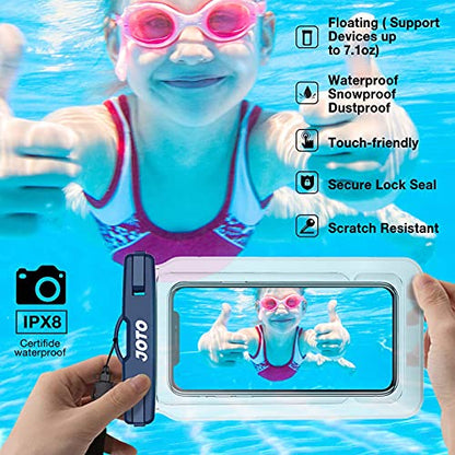 JOTO 2 Pack Floating Waterproof Phone Pouch Up to 7", IPX8 Floatable Underwater Phone Case Cellphone Dry Bag for iPhone 17/Air 16 15 14 13 12 11 Pro Max Xs Max XR X 8 7 Plus SE/Galaxy S24 S23 -Navy - color: Navy