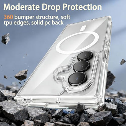 One Piece Design Clear Magnetic Case for Galaxy Z Fold 6, Ultra Slim Fit | Fit for MagSafe, Anti Yellow, Shockproof Transparent Back Integrated Bumper Wireless Charging Phone Case Cover - color: Clear for Z Fold 6