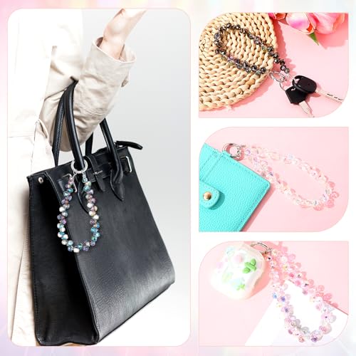 Quelay 4 Pack Beaded Phone Wrist Strap - color: Light, style: Crystal