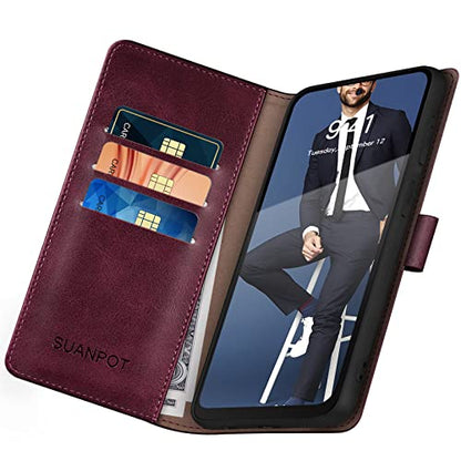 SUANPOT for Motorola Moto G Power 5G 2024 6.7" Wallet case with RFID Blocking Credit Card Holder,Flip Book PU Leather Protective Cover Women Men for Power 5G 2024 Phone case Wine Red - color: Wine Red