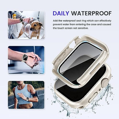 Goton Privacy Waterproof Case for Apple Watch 45mm Series 9/8/7 - color: Starlight, size: 45mm