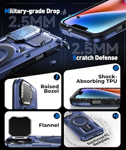 DASFOND Shield Series for iPhone 12/12 Pro Case with Camera Stand Cover [Compatible with MagSafe] Full Body Military Shockproof Protection Heavy Duty Rugged Magnetic Phone Case iPhone 12/12 Pro, Blue - color: Blue, size: Camera Stand iPhone 12/12 Pro